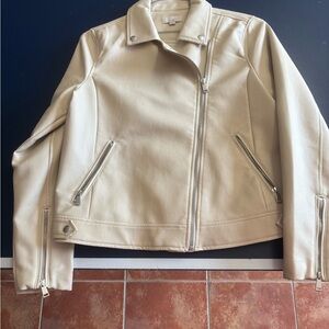 LOFT Cream Leather Jacket